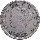 1883 No Cents Liberty "V" Nickel First Year Of Issue VF - Xf