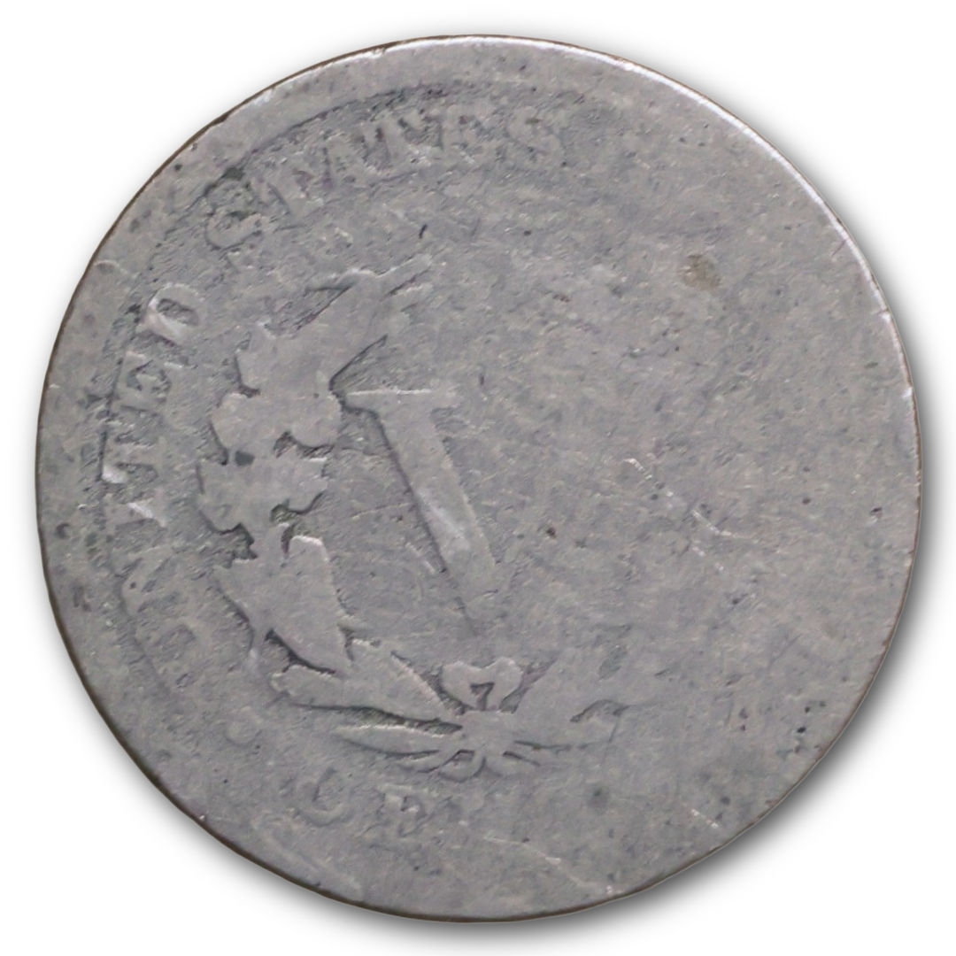 1883 Liberty V Nickel With Cents AG